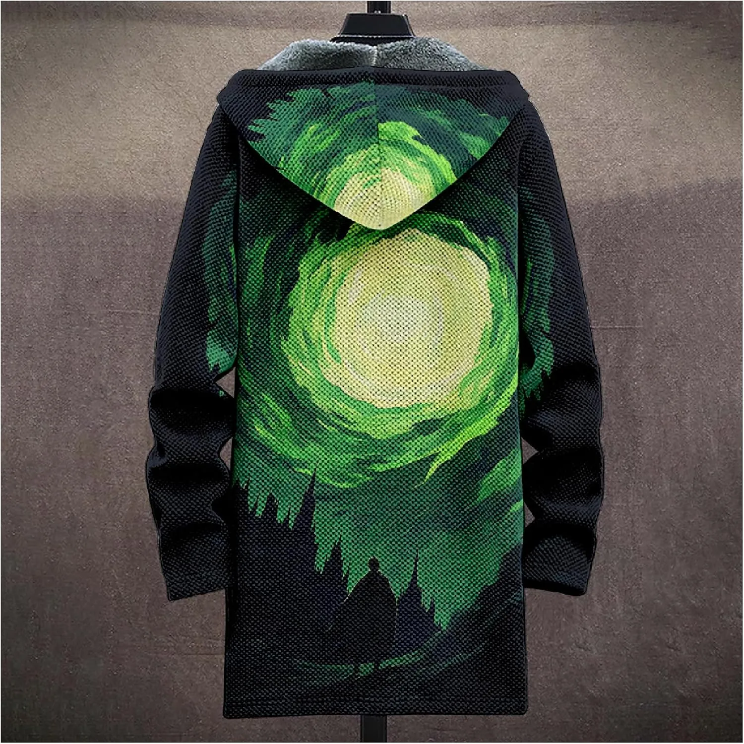 Winter Coats For Men Galaxy 3D Print Long Sleeve Zipper Big And Tall Cardigan Fleece Warm Novelty Fashion Jacket