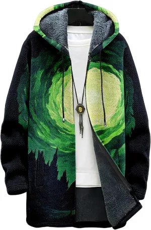 Winter Coats For Men Galaxy 3D Print Long Sleeve Zipper Big And Tall Cardigan Fleece Warm Novelty Fashion Jacket