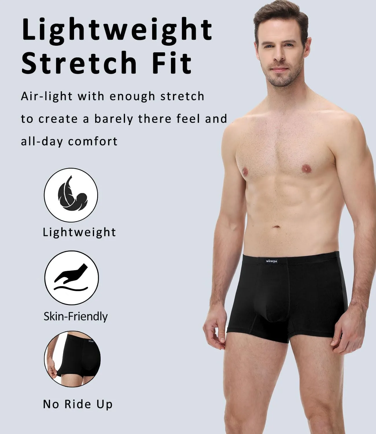 wirarpa Men's Cotton Trunks Underwear Short Leg Covered Band Boxer Briefs 4 Pack