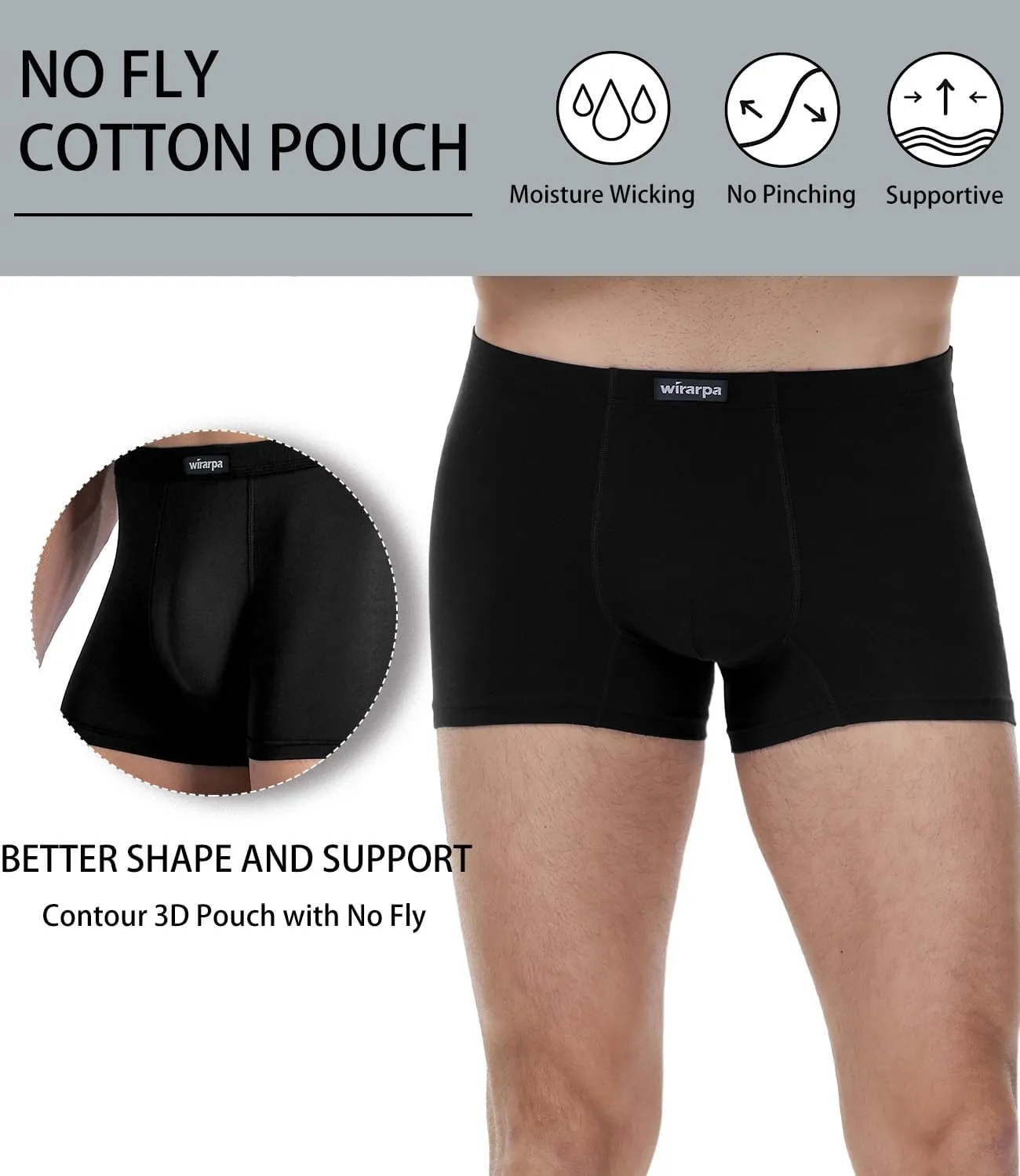 wirarpa Men's Cotton Trunks Underwear Short Leg Covered Band Boxer Briefs 4 Pack
