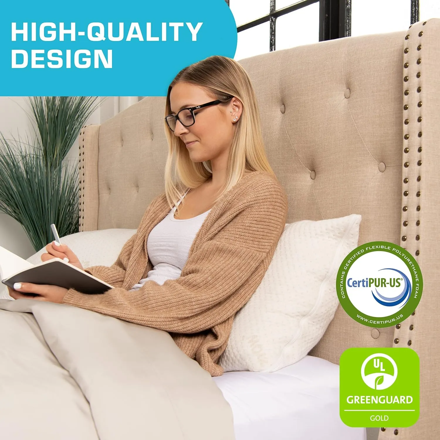 Xtreme Comforts Shredded Memory Foam Pillow- Allergy-Friendly & Cooling Pillow Cover for Side, Back & Stomach Sleepers- Machine Washable - Foam Pillows for Sleeping & Neck Pain Relief (Queen)