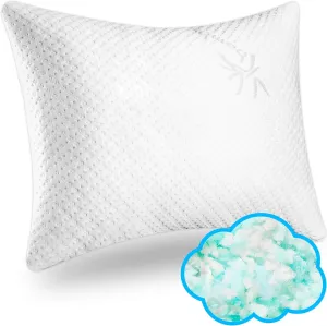 Xtreme Comforts Shredded Memory Foam Pillow- Allergy-Friendly & Cooling Pillow Cover for Side, Back & Stomach Sleepers- Machine Washable - Foam Pillows for Sleeping & Neck Pain Relief (Queen)