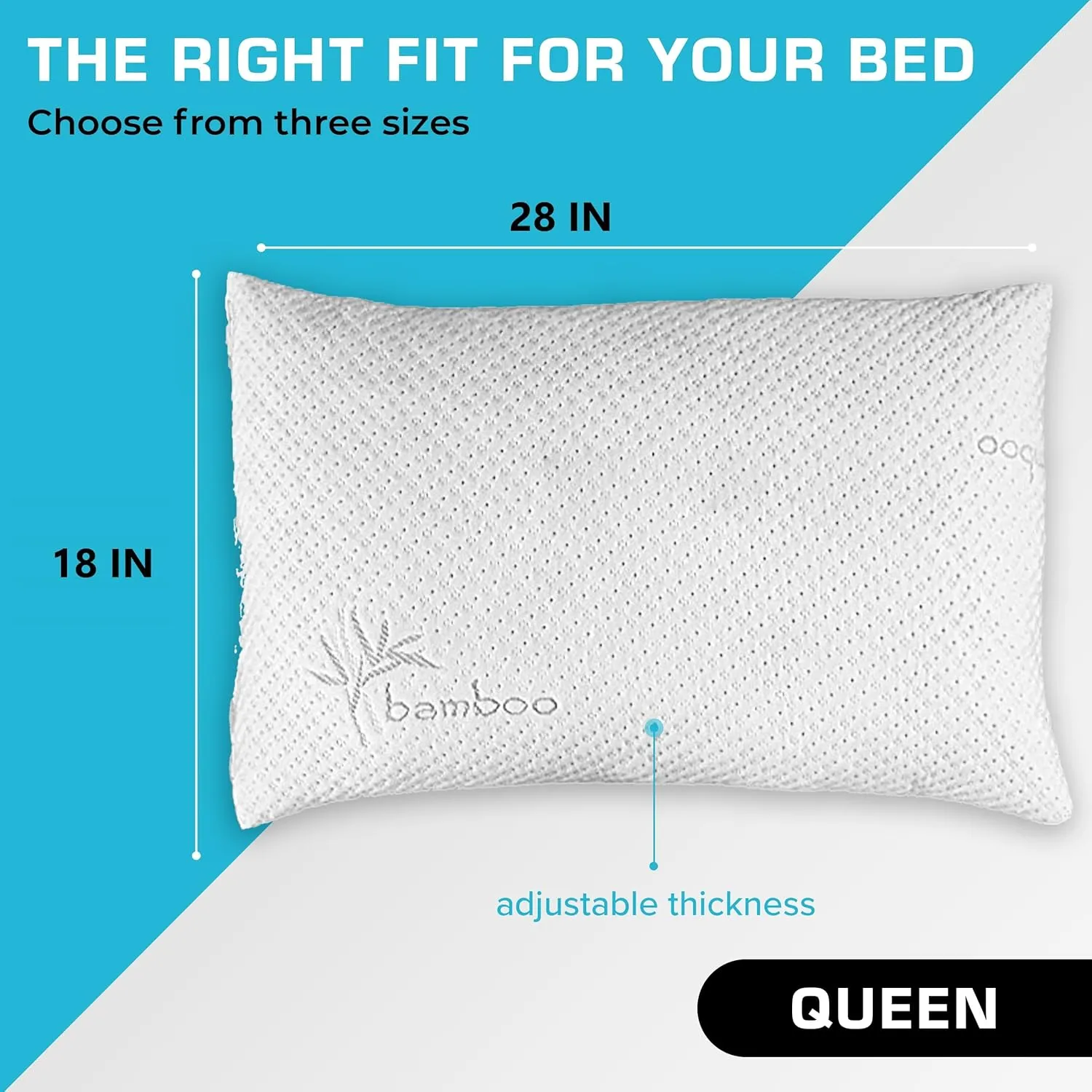 Xtreme Comforts Shredded Memory Foam Pillow- Allergy-Friendly & Cooling Pillow Cover for Side, Back & Stomach Sleepers- Machine Washable - Foam Pillows for Sleeping & Neck Pain Relief (Queen)